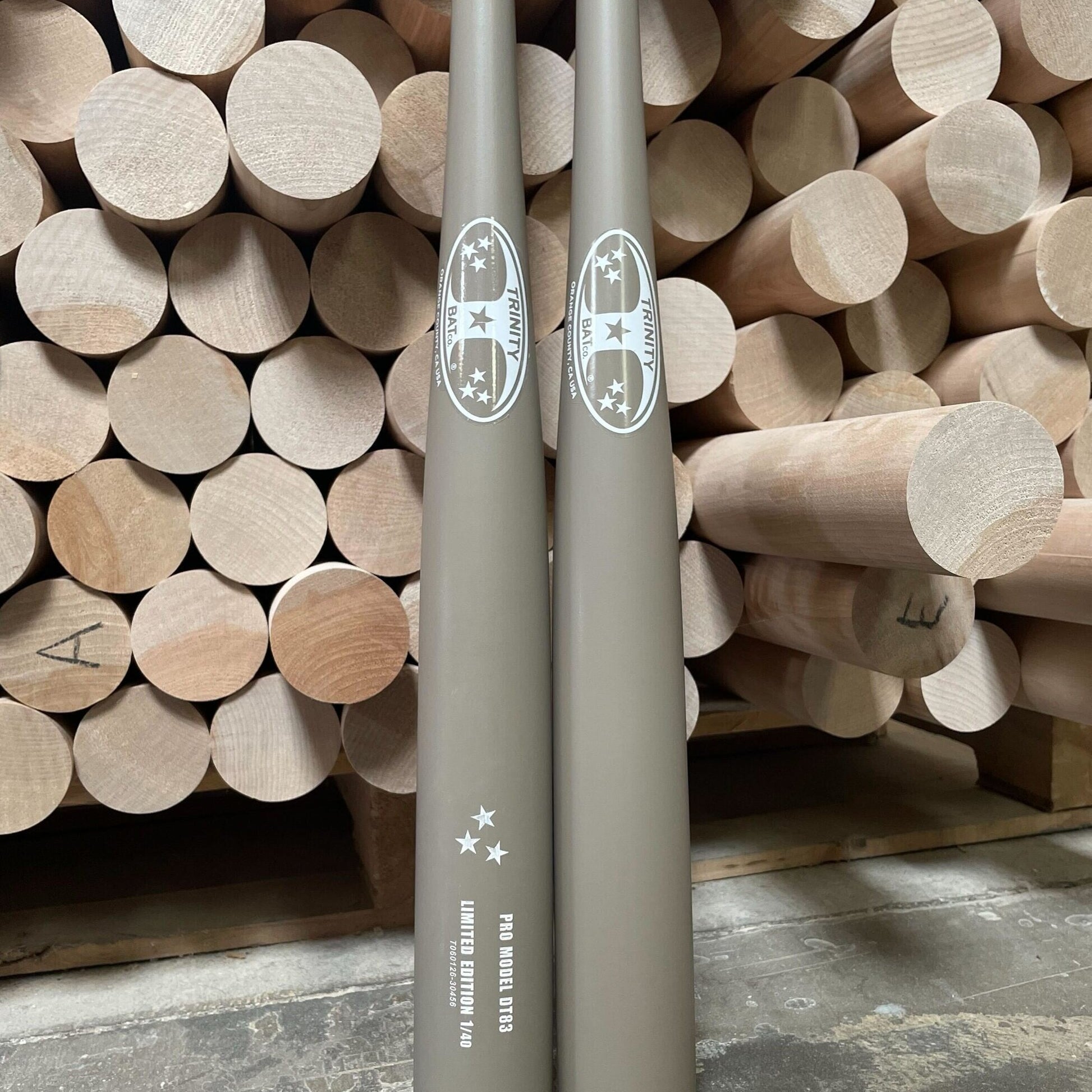 Two DT83 Dune bats against the billet wall